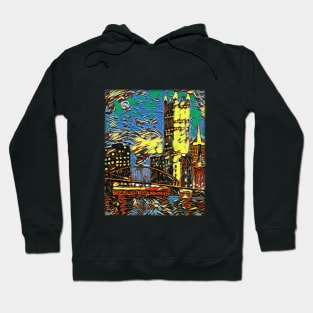 Pittsburgh Skyline / PPG / Smithfield Street Bridge original artwork by Tim Crowley Hoodie